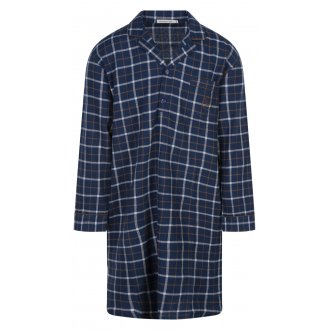 Pyjama Christian Cane coton avec manches longues et col à revers marine carreaux