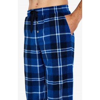 Pyjama long Arthur avec manches longues et col rond bleu à carreaux