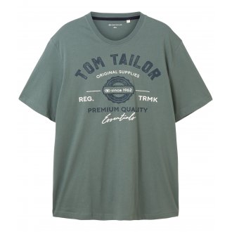 T-shirt Tom Tailor + Grande Taille coton avec manches courtes et col rond vert