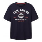 T-shirt Tom Tailor + Grande Taille coton avec manches courtes et col rond marine