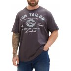T-shirt Tom Tailor + Grande Taille coton avec manches courtes et col rond anthracite