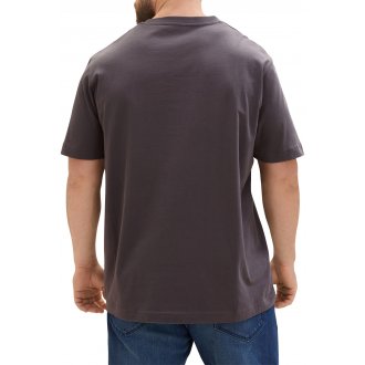 T-shirt Tom Tailor + Grande Taille coton avec manches courtes et col rond anthracite