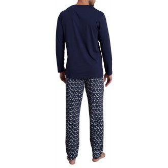 Pyjama long Tom Tailor avec manches longues et col v marine