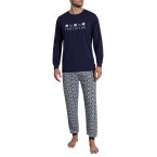Pyjama long Tom Tailor avec manches longues et col rond marine