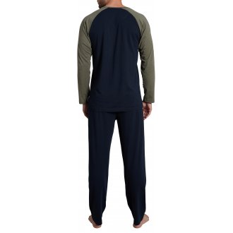 Pyjama long Tom Tailor avec manches longues et col rond marine bicolore