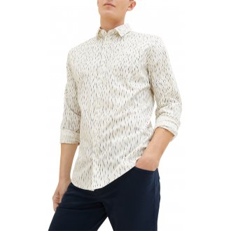 Chemise Tom Tailor coton avec manches longues et col français blanc
