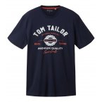 T-shirt col rond Tom Tailor en coton avec manches courtes bleu marine