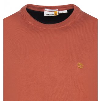 Pull col rond Timberland en coton rouille