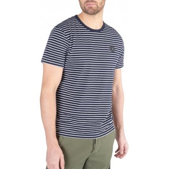 T-shirt Le Temps des Cerises coton avec manches courtes et col rond marine rayé