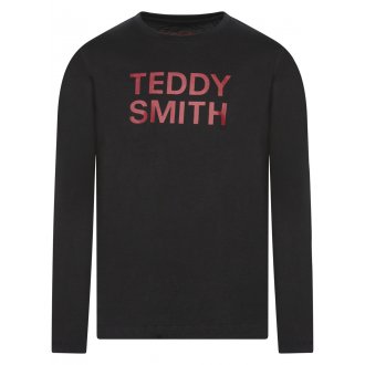 T-shirt Junior Teddy Smith coton avec manches longues et col rond noir