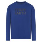 T-shirt Junior Teddy Smith coton avec manches longues et col rond bleu