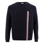 Pull Serge Blanco Play coton avec manches longues et col rond marine