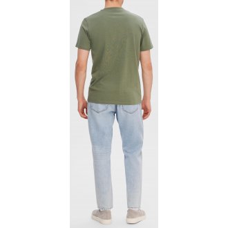 T-shirt Selected coton biologique avec manches courtes et col rond kaki