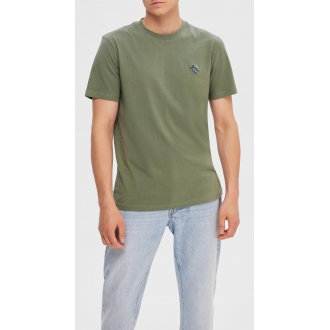 T-shirt Selected coton biologique avec manches courtes et col rond kaki