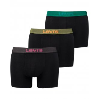 Lot de 3 boxers fermés classiques Levi's® en coton stretch noir à ceintures colorées