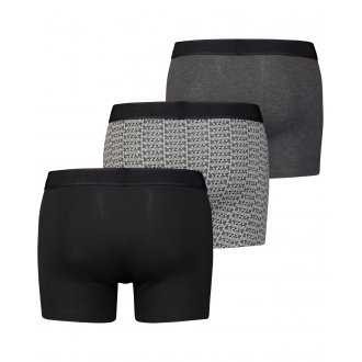 Lot de 3 boxers fermés classiques Levi's® en coton stretch noir, gris et à motifs