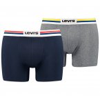 Lot de 2 boxers fermés classiques Levi's® en coton stretch bleu marine et gris