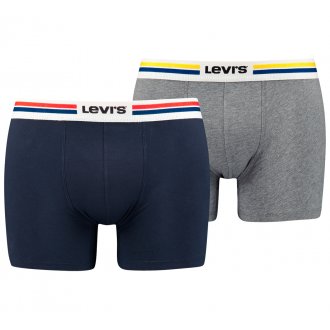 Lot de 2 boxers fermés classiques Levi's® en coton stretch bleu marine et gris