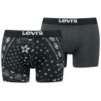 Lot de 2 boxers fermés classiques Levi's® en coton stretch anthracite et à motifs
