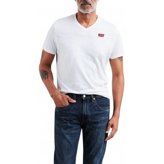 T-shirt basique Levi's® en coton blanc uni présentant une coupe droite et un col V