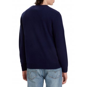 Pull léger oversize Levi's® en laine stretch bleu muit à col rond côtelé