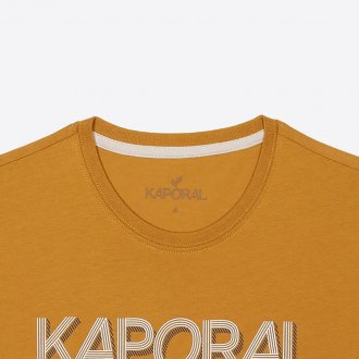 T-shirt Junior Garçon Kaporal coton avec manches courtes et col rond moutarde