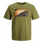 T-shirt col rond Jack & Jones + avec manches courtes olive