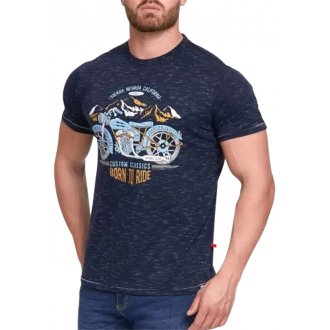 T-shirt Duke avec manches courtes et col rond bleu