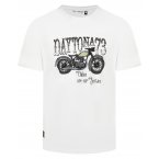 T-shirt coupe droite avec un col rond Daytona en coton blanc