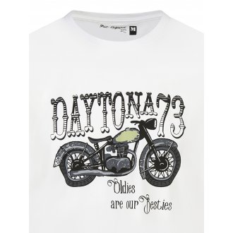 T-shirt coupe droite avec un col rond Daytona en coton blanc