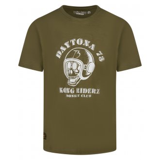 T-shirt coupe droite avec un col rond Daytona en coton kaki