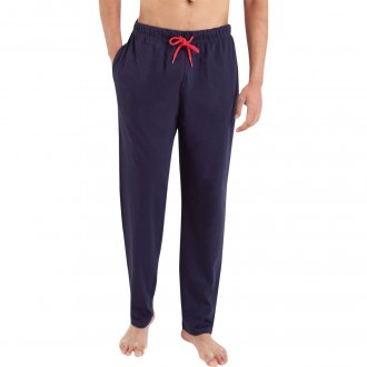 Pyjama Long Athena coton avec manches longues et col rond rouge rayé