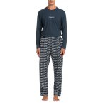 Pyjama longavec des manches longues et un col rond Calvin Klein bleu marine