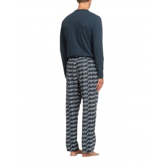 Pyjama longavec des manches longues et un col rond Calvin Klein bleu marine