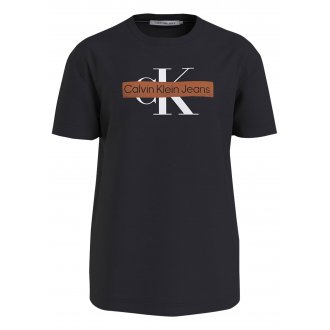 T-shirt col rond Calvin Klein Big & Tall Grande Taille coton en transition noir
