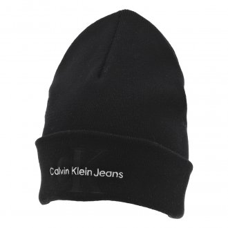 Bonnet Calvin Klein en coton biologique noir côtelé