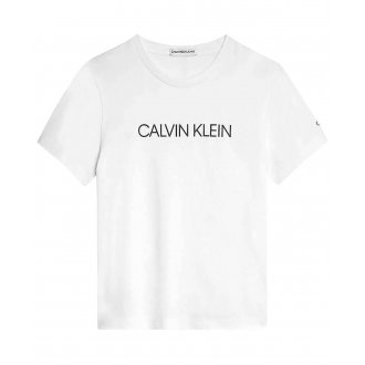 T-shirt Junior Garçon Calvin Klein coton avec manches courtes et col rond blanc