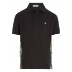 Polo Junior Garçon Calvin Klein en coton avec manches courtes et col boutonné noir en maille piquée
