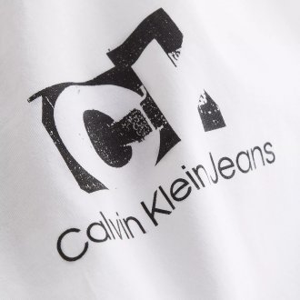 T-shirt col rond Calvin Klein en coton mélangé avec manches courtes blanc