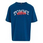 Tee-shirt à col rond Junior Garçon Tommy Hilfiger en coton en transition bleu pétrole