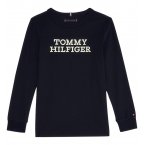 T-shirt col rond Junior Garçon Tommy Hilfiger en coton en transition avec manches longues bleu marine