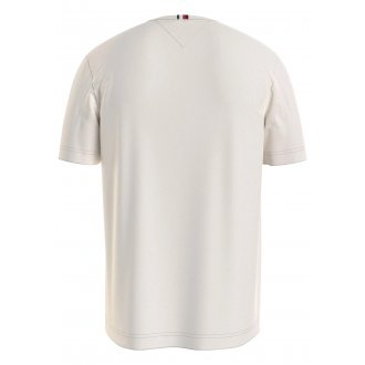 T-shirt col rond Tommy Hilfiger en coton en transition avec manches courtes écru