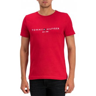 T-shirt col rond Tommy Hilfiger en coton biologique rouge