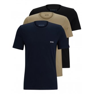 T-shirts Boss en coton avec manches courtes et col rond multicolore, lot de 3