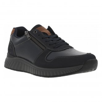 Sneakers RIEKER® noires bleutées à semelle semi-compensée et zip latéral
