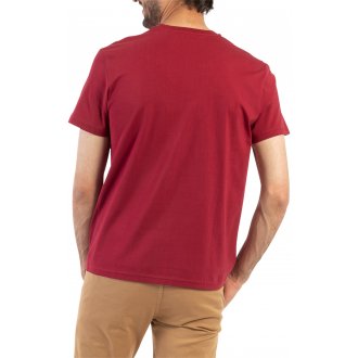 T-shirt col rond Mise au Green en coton avec manches courtes bordeaux