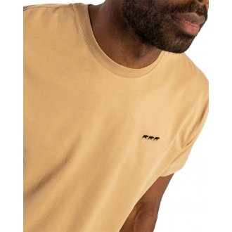 T-shirt col rond Mise au Green en coton avec manches courtes beige