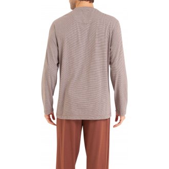 Pyjama long Eminence en coton biologique avec manches longues et col tunisien marron