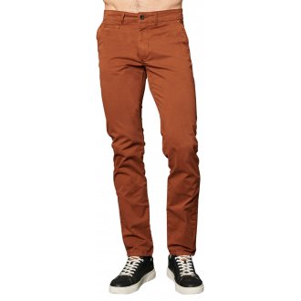 Pantalon chino coupe ajustée Delahaye en coton orange