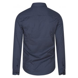 Chemise Delahaye en coton avec manches longues et col français bleu marine